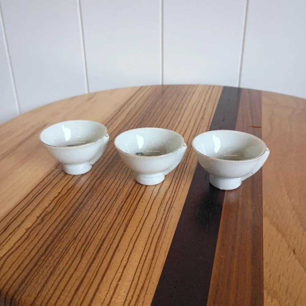 Vintage Japanese Porcelain Sake Tea Cups Set of 3